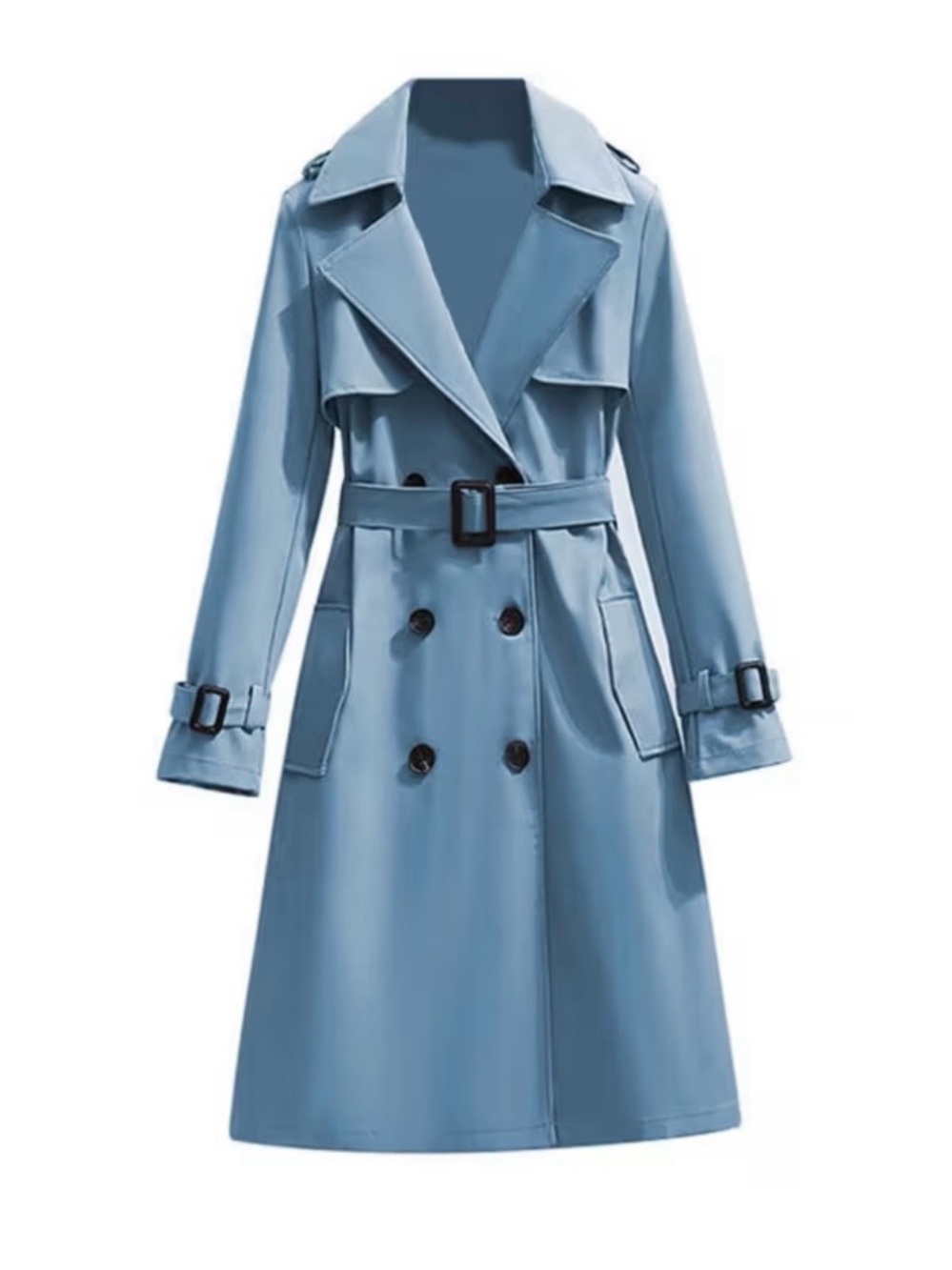 Women’s Plus Lightweight Classic Blue Trench Coat with Belt Size XXL